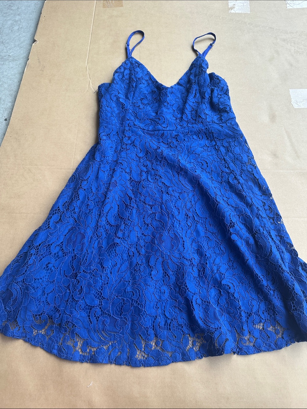 Lulu's Royal Blue Lace Spaghetti-Strap Mini Dress - Picture 1 of 6